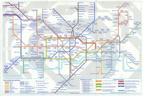 London Underground Tube Map First Map Showing Fare Zones May Old