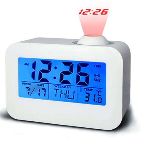 The primary function of these clocks is to awaken people from their. LCD Digital Alarm Clock LED Ceiling Projection Voice ...