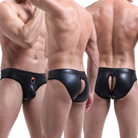 Mens Faux Leather Backless Pouch Jockstrap Underwear Jock Straps G String S Xl Ebay