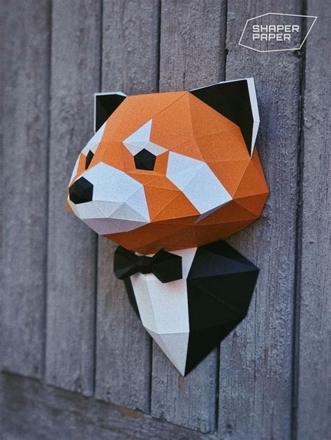 Papercraft 3d Red Small Panda Template Low Poly Paper Etsy Paper