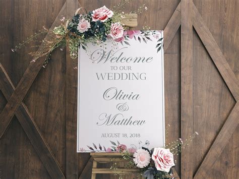 White Floral Reception Banner Welcome To Our Wedding Sign Custom Party