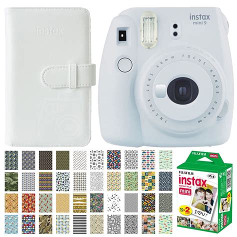 Fujifilm Instax Mini 9 Smokey White Camera Matching White Accessories