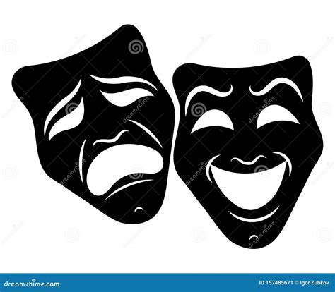 Theatre Masks Drama And Comedy Illustration For The Theater Tragedy