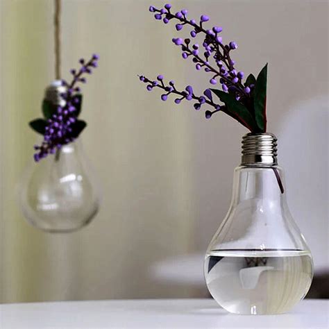 Light Bulb Hanging Glass Flower Vase Pot Hydroponic Container Home