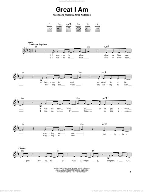 The chord book will load an e major chord to start you off. Anderson - Great I Am sheet music for guitar solo (chords ...
