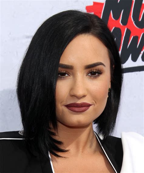 Demi Lovato Medium Straight Formal Bob Hairstyle Black Hair Color