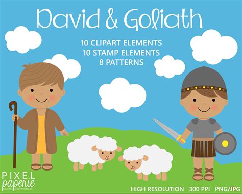 Christian Clipart Bible David Goliath Clip Art David And Etsy