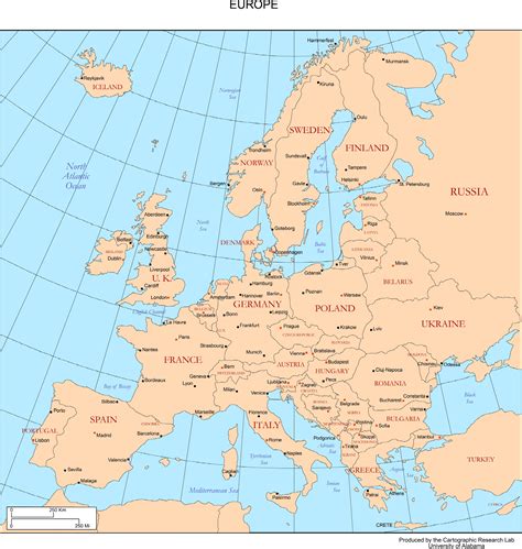 Europe Printable Map