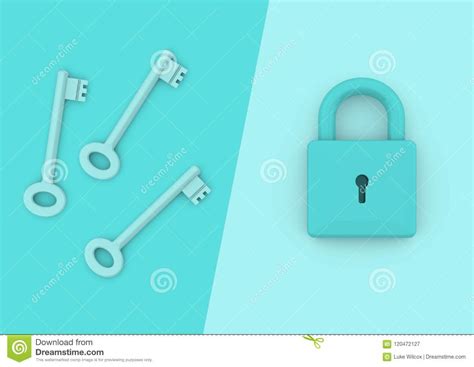 Minimalist Style Lock And Key Security Concept Stock Illustration