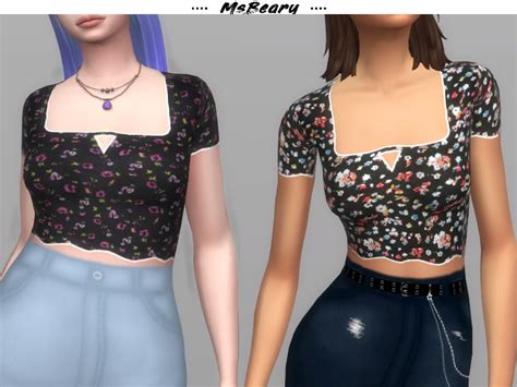 Ditsy Floral Crop Top By Msbeary At Tsr Sims 4 Updates