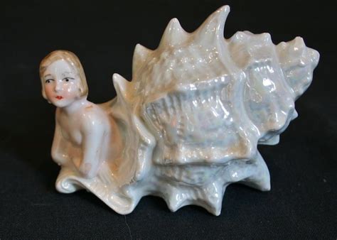 Vintage German Porcelain Mermaid Sisters With Irridescent Shells
