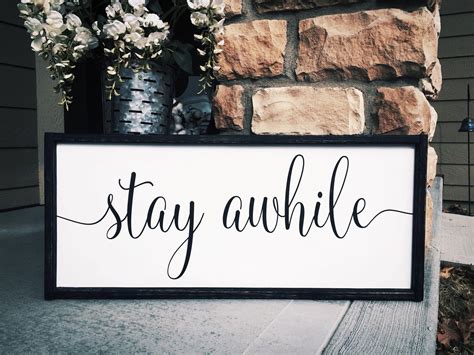 Stay Awhile Farmhouse Sign Wall Hangings Signs