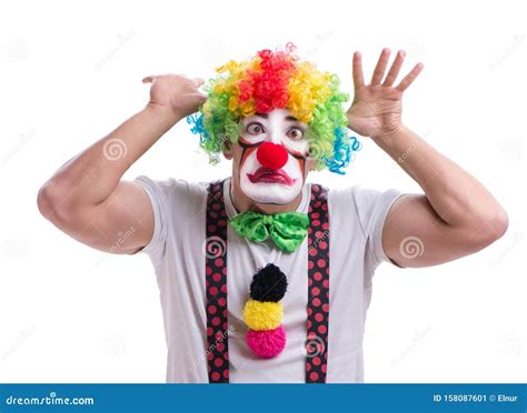 Funny Clown Acting Silly Isolated On White Background Stock Image