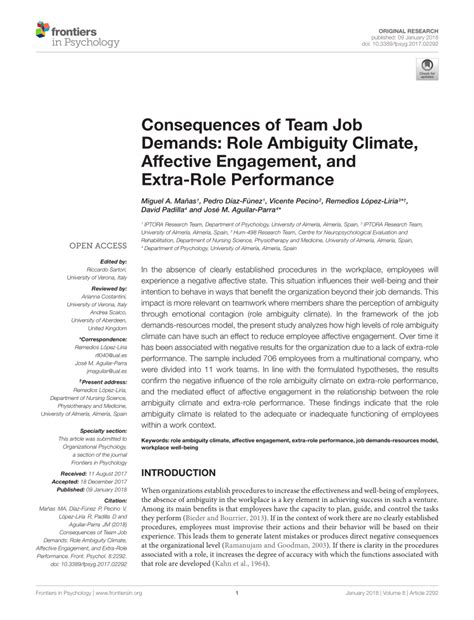 Pdf Consequences Of Team Job Demands Role Ambiguity Climate