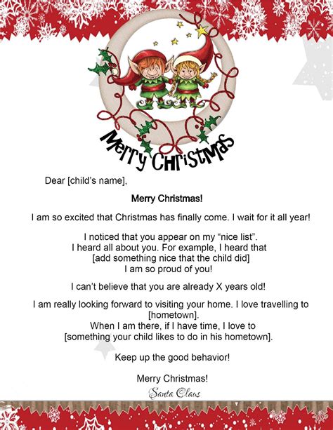 Template Letter From Santa Printable