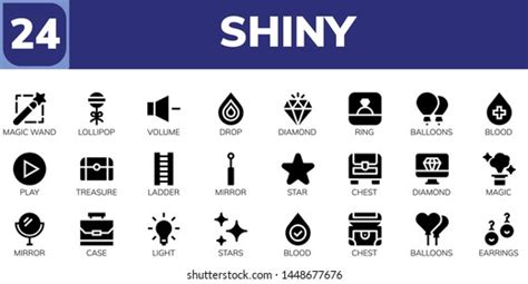 Shiny Icon Set 24 Filled Shiny Stock Vector Royalty Free 1448677676