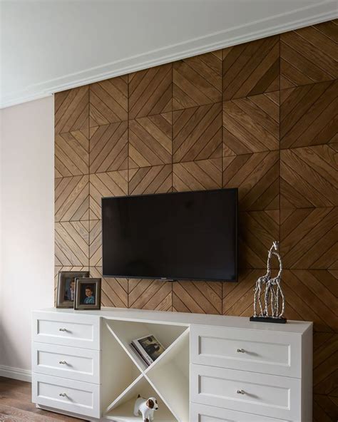 The Tv In The Wall Was The Focal Point Wall Cladding Wooden Design