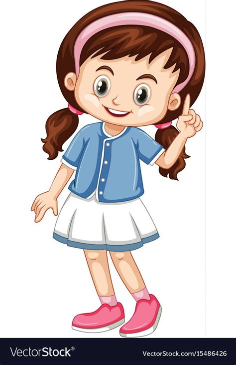 Little Girl Pointing Finger Up Illustration Download A Free Preview Or