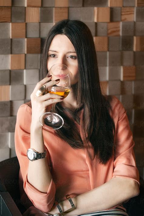 Woman Drinking Wine Del Colaborador De Stocksy Lumina Stocksy