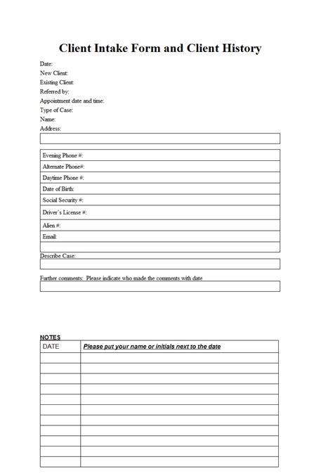 Create as many easy to use documents as you need duri. Client Intake Form ~ Template Sample