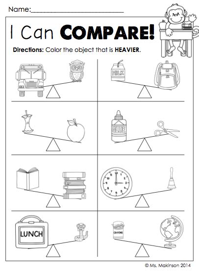 September Printables - Kindergarten Literacy and Math | Measurement