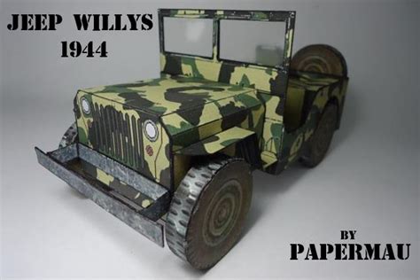 1944 Jeep Willys Paper Model Camo Version Paperized Crafts