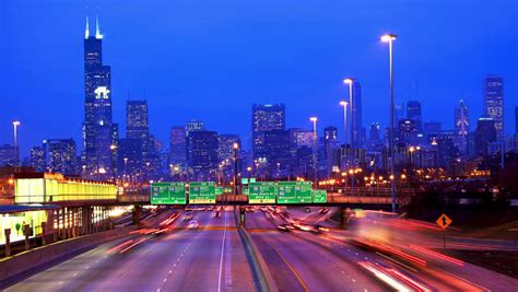 Chicago Skyline And Traffic At Dusk Timelapse Il Usa Hd Stock Video
