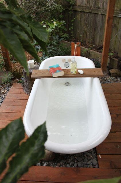 That bathroom is calling out to be turned into your own private spa, and you know that it all starts with the bathtub. Backyard Bath House | Outdoor bathtub, Outdoor tub, Hot tub outdoor