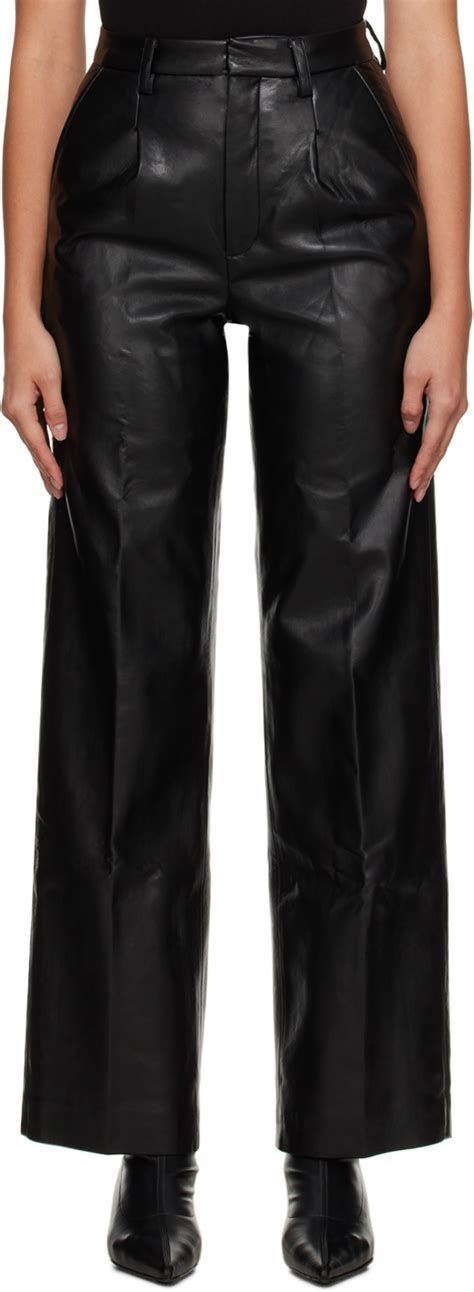 ANINE BING Black Carmen Faux Leather Pants SSENSE