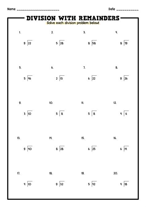 Long Division No Remainders Worksheet