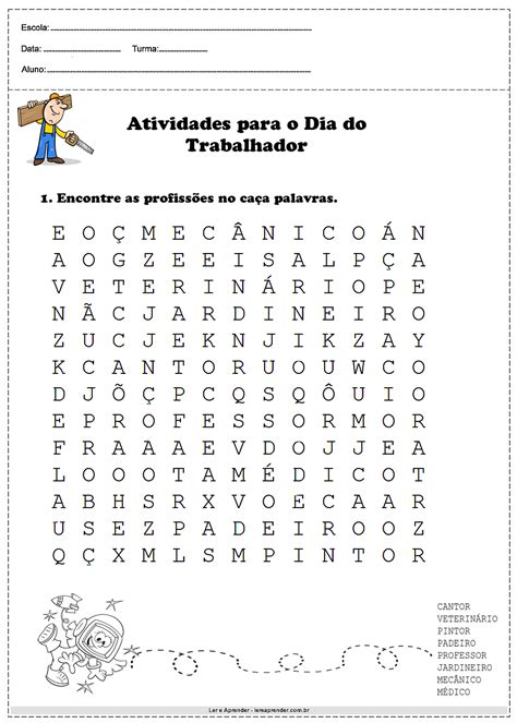 Caça-palavras Das Profissões Para Imprimir