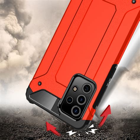 Military Defender Shockproof Case For Galaxy A52 Red