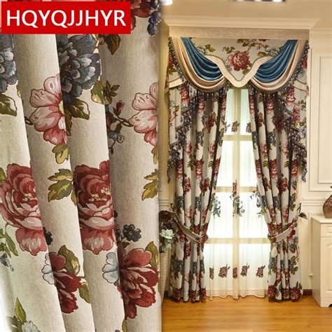 Top American Luxury Jacquard Blackout Floral Curtains For Living Room