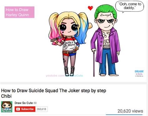 Cute Harley And Joker Drawing Tutorialstep Buy Step From Draw So Cute