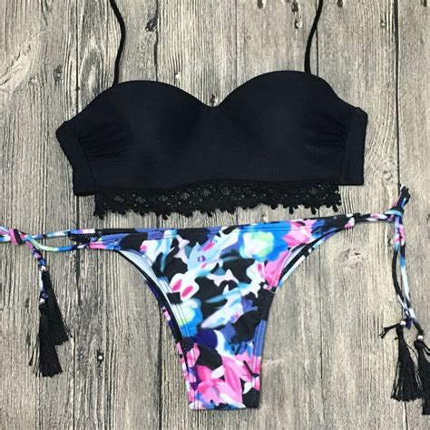 Sexy Bikini 2018 Women Swimwear Low Waist Print Swimsuit Summer Tassel