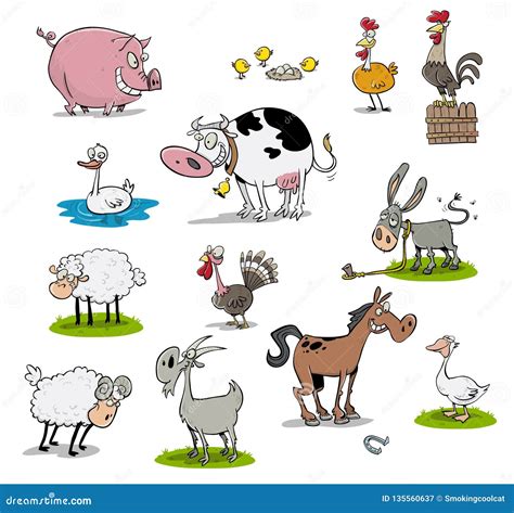 Many Farm Animals Stock Vector Illustration Of Drawing 135560637