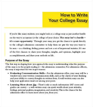 They also demonstrate mla documentation style and paper formatting. College Essay - 9+ Free Samples, Examples, Format Download | Free & Premium Templates