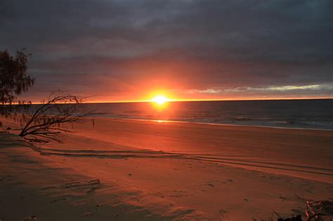 Sandy Cape Fraser Island Queensland Australia Beautiful Sunset Fraser Island Sunset
