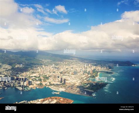 Aerial View Of Honolulu Hawaii Stock Photo Alamy