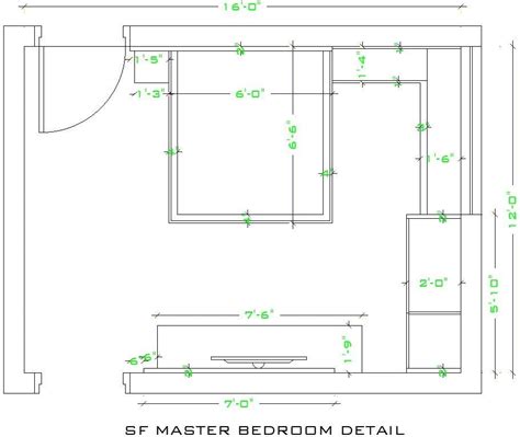 Bedroom Layout With Dimensions Cadbull