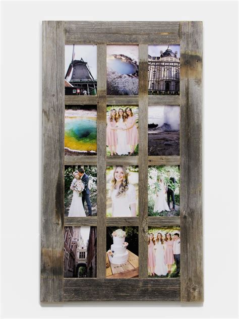 Window Style 12 Opening 4x6 Multi Photo Frame Collage Picture Multiframe Reclaimed Barn Wood