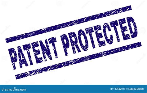 Scratched Textured Patent Protected Stamp Seal Stock Vector