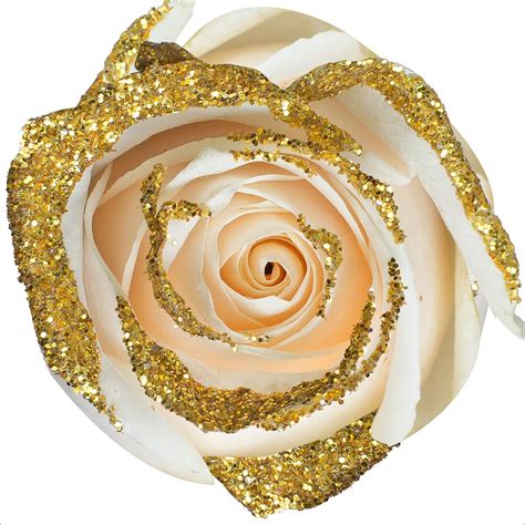 Roses White With Gold Glitter Choose 50 Or 100 Stems Sams Club