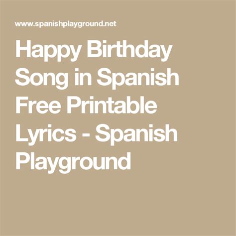 Happy Birthday Song In Spanish Lyrics