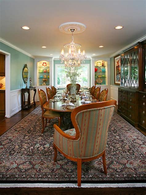 Blue Victorian Dining Room With Crystal Chandelier Hgtv