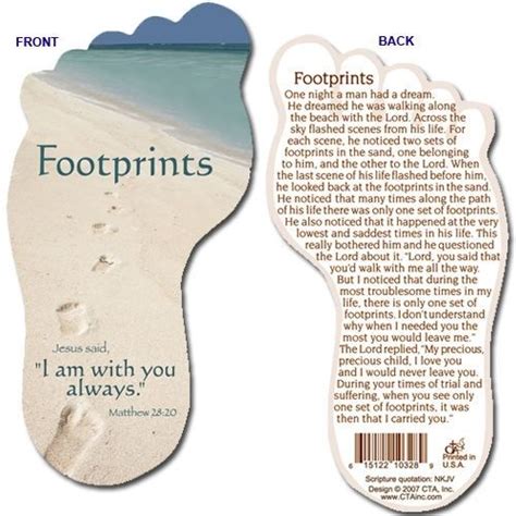 All that time no author has been credited with this immortal it was sometime after this that friends of mary saw it in print and wondered why she wasn't given credit for writing it. Footprints In the Sand Laminated Bookmark | Footprint ...