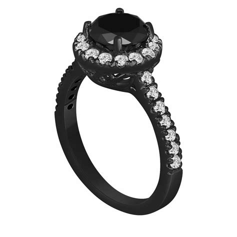 167 Carat Fancy Black Diamond Engagement Ring Vintage Style 14k Black