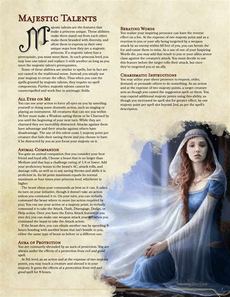 the princess class 7 8 dungeons and dragons dungeons and dragons homebrew dnd 5e homebrew