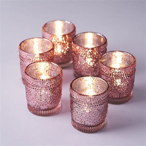 6 Pack Mercury Glass Candle Holders Votive Tealight Etsy