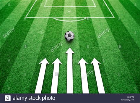 Conceptual Football Field Strategy Planning With Soccer Ball Arrows